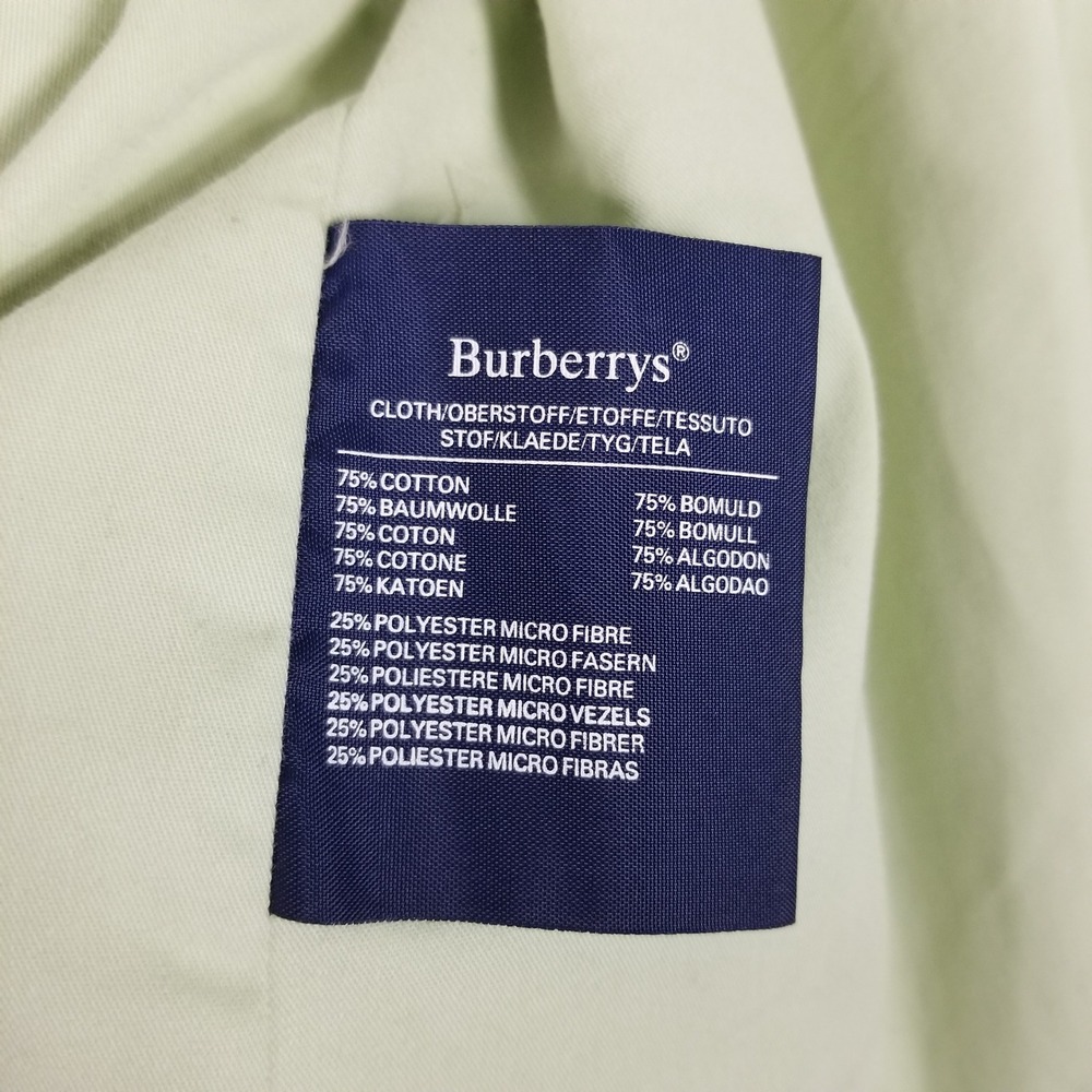 Burberrys Trench Coat Womens 4 X-Long Sage Green Gold Crest Button Belted Vtg - Picture 9 of 13